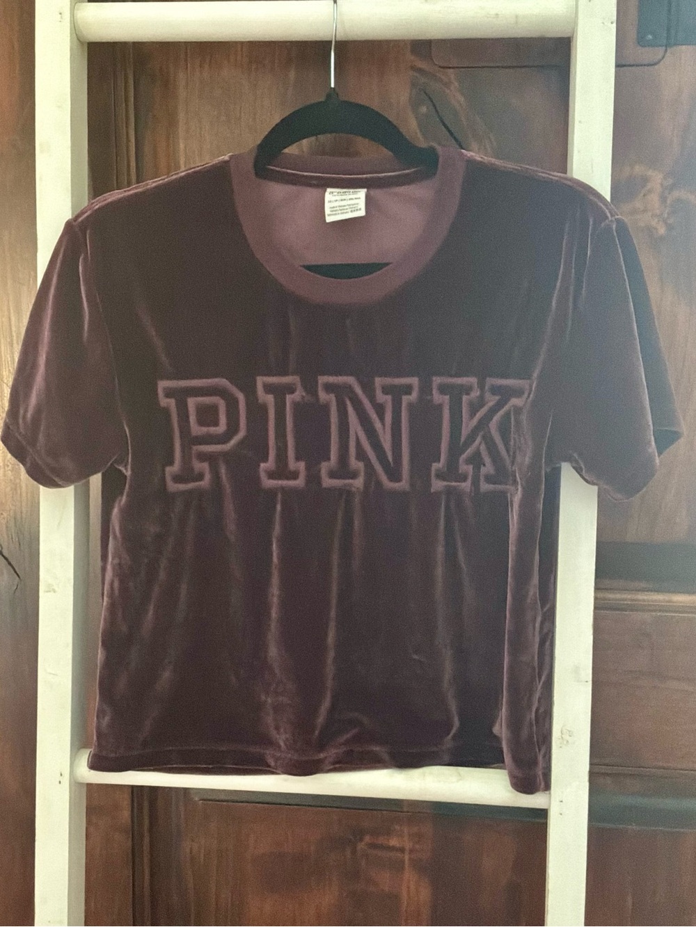 PINK Victoria's Secret Velvet Short Sleeve Tee - Wine